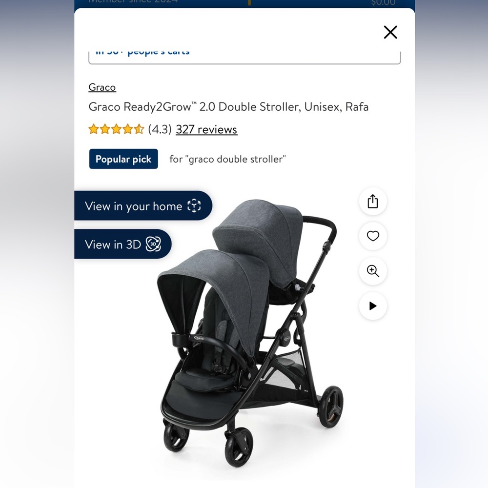 Graco Ready2Grow 2.0 Double Stroller, Unisex, Rafa